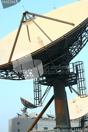 Image of Satellite Communications Dishes on top of TV Station