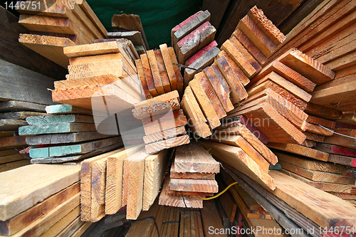 Image of Stack of wooden boards. 