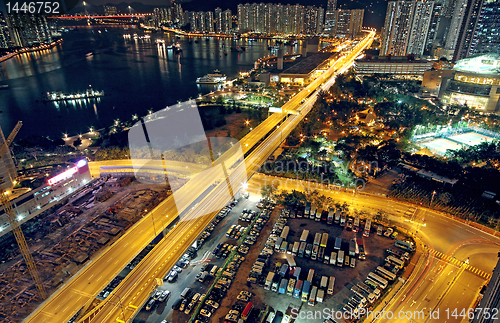 Image of traffic in modern city at night