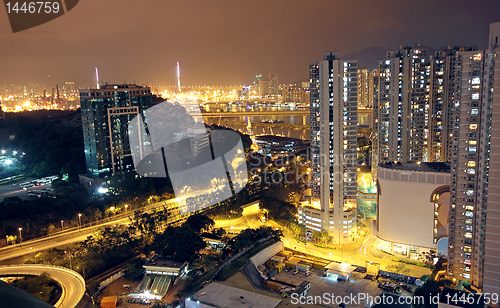 Image of traffic in modern city at night