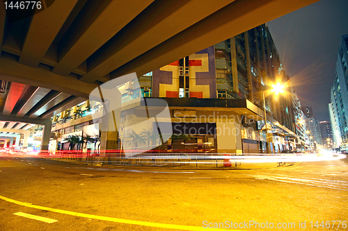 Image of traffic downtown area at night, hongkong