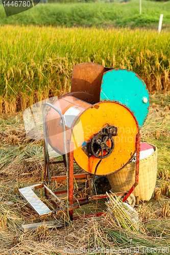 Image of Vintage rice wood machine 