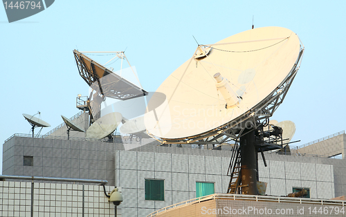 Image of Satellite Communications Dishes on top of TV Station