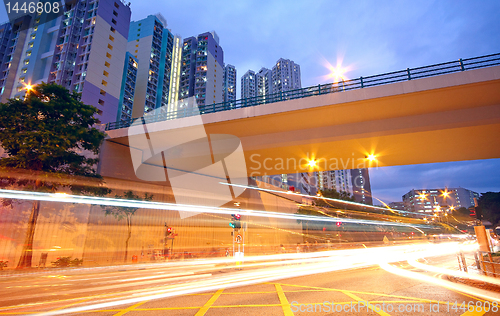 Image of traffic downtown area at night, hongkong