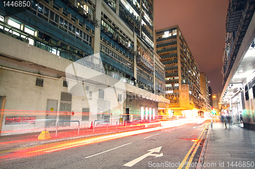 Image of traffic downtown area at night, hongkong