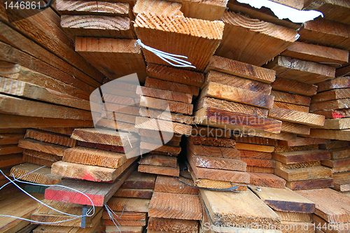 Image of Stack of wooden boards. 