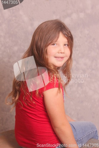 Image of Portrait of pretty little girl closeup