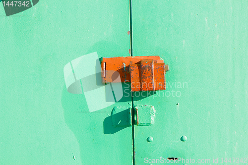 Image of lock on a metal door