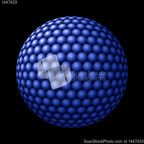 Image of Sphere of Blue Spheres against Black