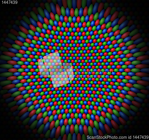 Image of Concave surface of Red, Green and Blue spheres representing the 