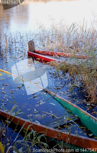 Image of Frozen boats. 