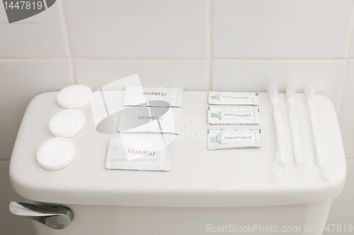 Image of Soap, Shamppo, Toothpaste, toothbrush