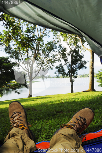 Image of Man in Tent