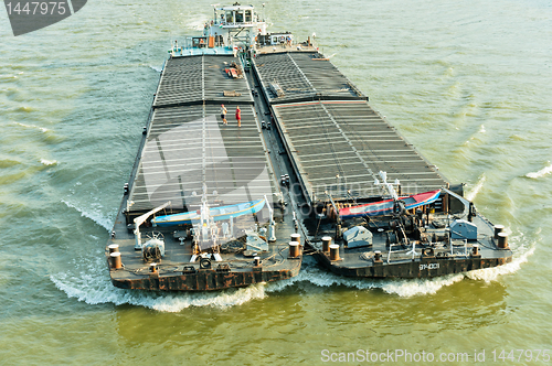 Image of A large oil tanker on the sea