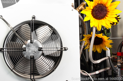 Image of Clean ventilator with beautiful flowers