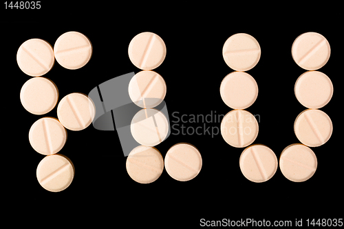 Image of Flu word made out of medical pills