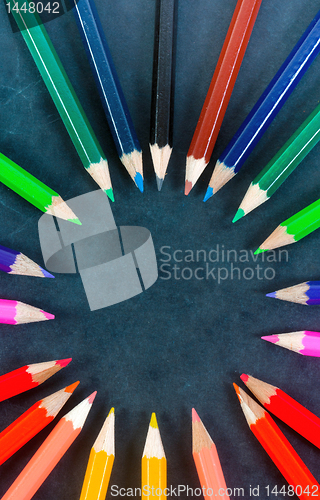 Image of Colorful pencils in a circle