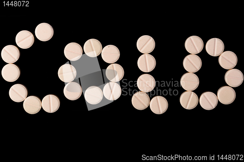 Image of Cold word made out of medical Pills