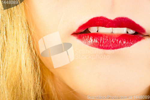 Image of Lips of a girl in warm tones