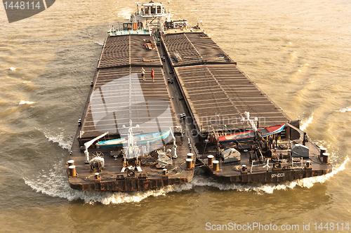 Image of A large oil tanker on the sea