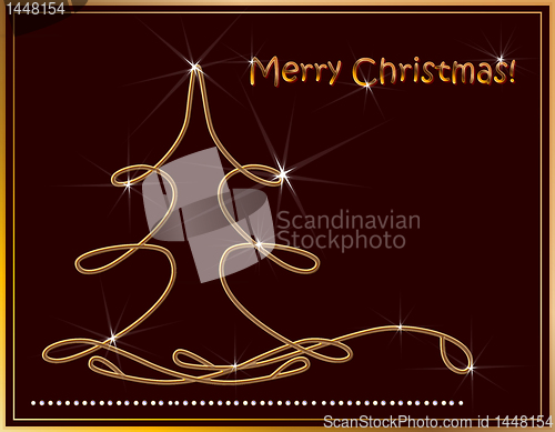 Image of Christmas background with golden fir 
