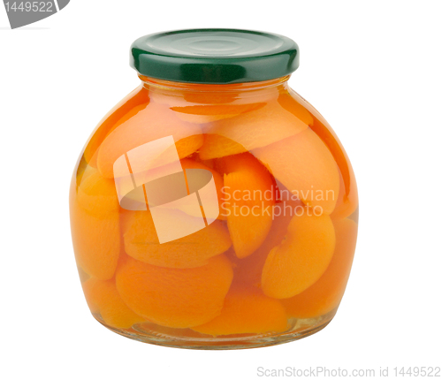 Image of compote of apricots in a glass jar