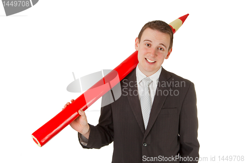 Image of Freindly businessman with red pencil