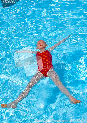 Image of Child swimming in pool. 