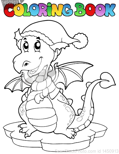 Image of Coloring book cute winter dragon