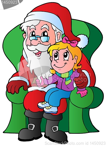 Image of Santa Claus and small girl