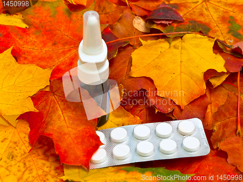 Image of autumn leaves and medicament