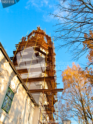 Image of scaffolding at church