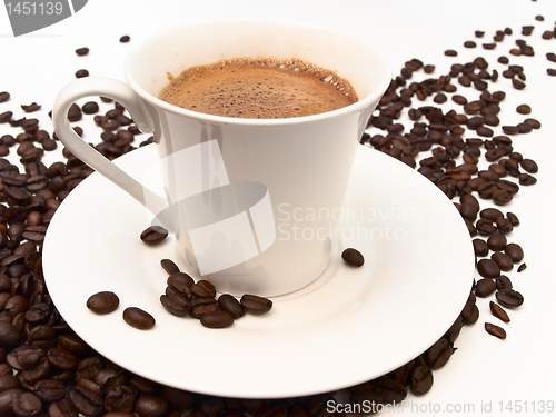 Image of coffee beans and cup 