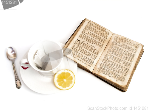 Image of tea and book