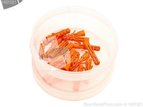 Image of orange dowel pins