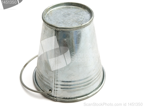 Image of metallic bucket against the white