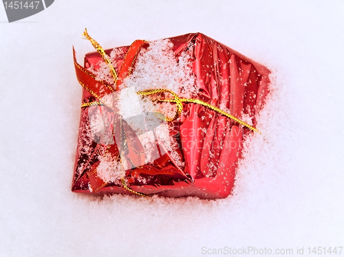 Image of gift in snow