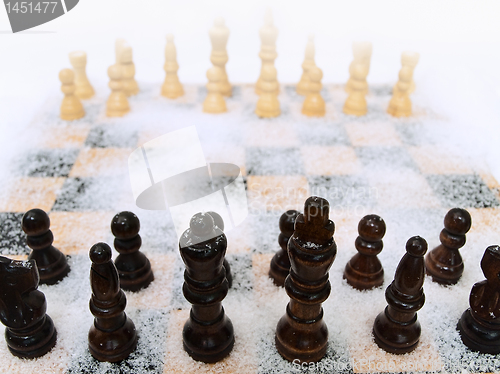 Image of chessboard in snow