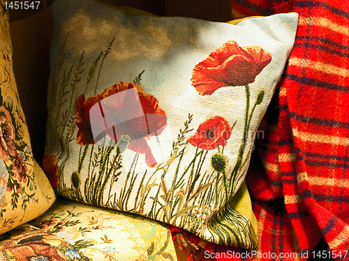 Image of pillow with poppy