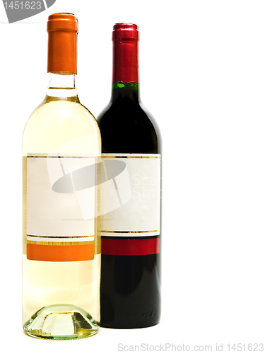 Image of red and white wine bottles
