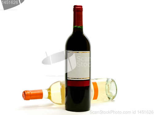 Image of red and white wine bottles