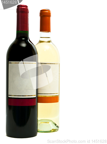 Image of red and white wine bottles