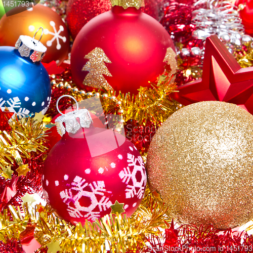 Image of christmas balls and tinsel