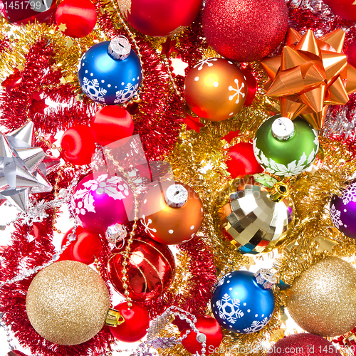 Image of christmas balls and tinsel