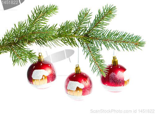 Image of red christmas ball on branch