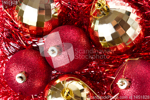 Image of christmas balls with tinsel