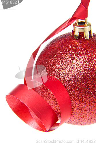 Image of christmas ball with ribbon