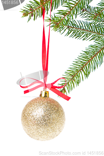 Image of christmas balls hanging from tree