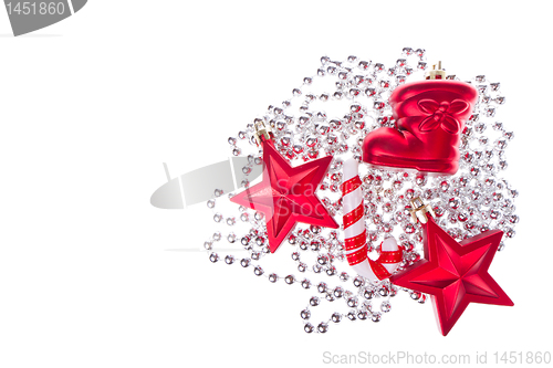 Image of christmas decoration with tinsel