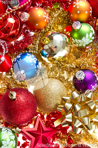 Image of christmas balls and tinsel